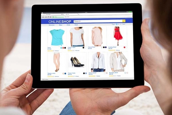 Viewing a Shopify clothing store on a tablet device