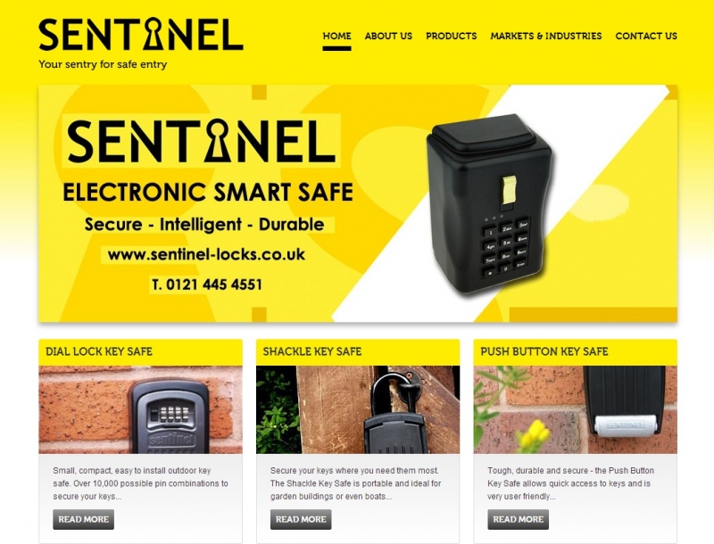 Yellow backdrop showcasing a selection of Safe Locks that Sentinel specialises in.
