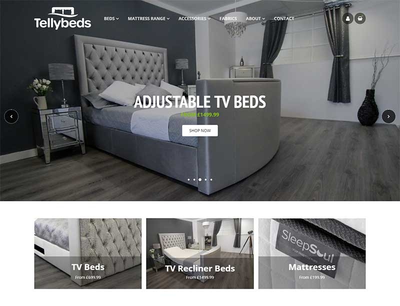 Home page of web design showing telebed model