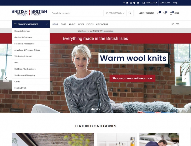 Closeup of the British Design WooCommerce website design