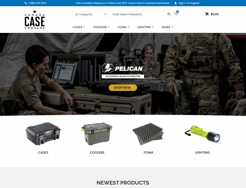 Featured cases and coolers on the website home page