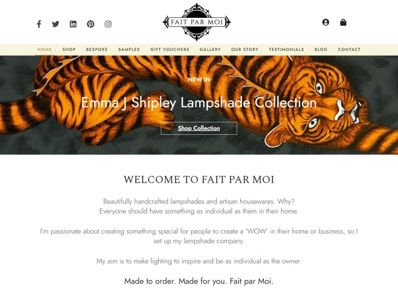 Home page of Fait Par Moi website