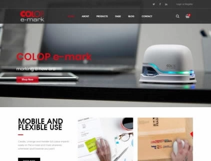 The e-mark up and close on website landing page