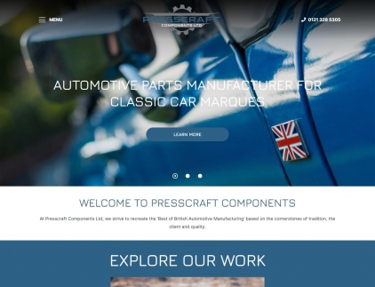 Snapshot of the Presscraft Components website design
