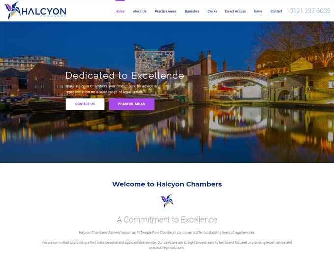 Home page of the Halcyon website design
