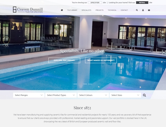 Swimming pool on website home page
