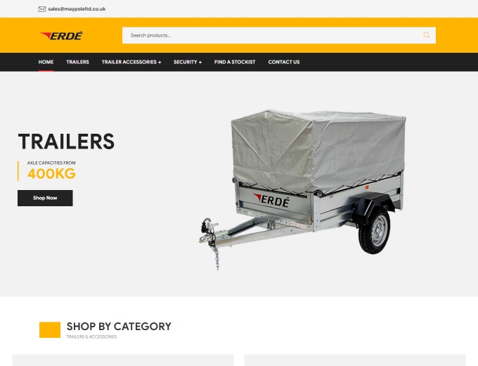 An example of an Erde trailer on website home page