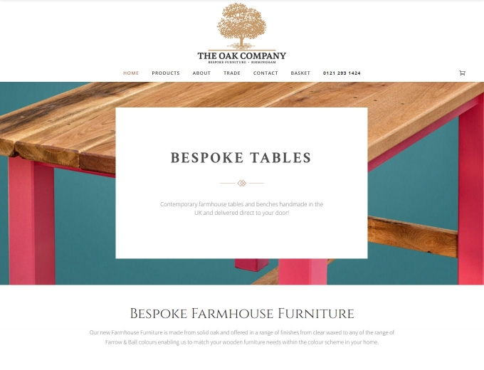 The Oak Company website design home page