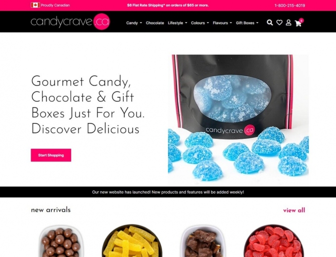 Sweets and chocolates on the website home page