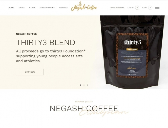 Close up of the Negash coffee online store